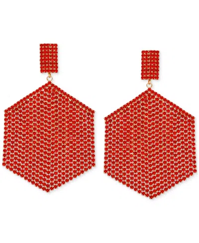 Guess Mixed Stone Hexagon Chandelier Earrings In Red