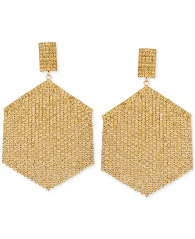 Guess Mixed Stone Hexagon Chandelier Earrings In Gold