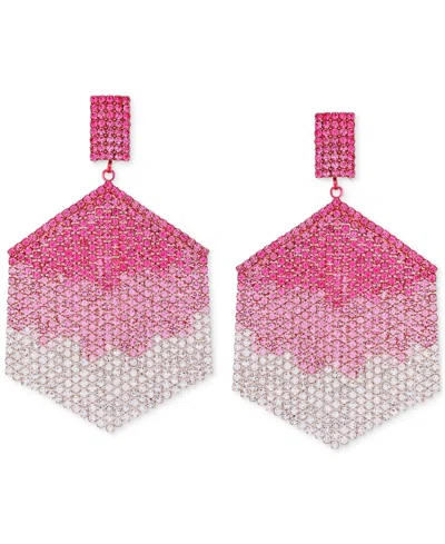 Guess Mixed Stone Hexagon Chandelier Earrings In Silver,light Rose,crystal