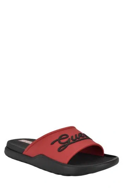 Guess Molar Slide Sandal In Red/black