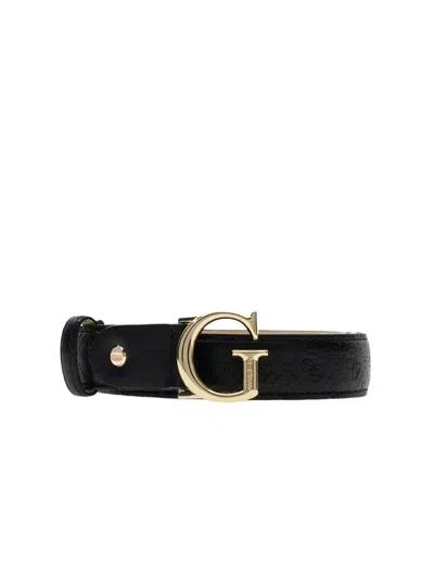 Guess Monogram Buckle Belt In Black