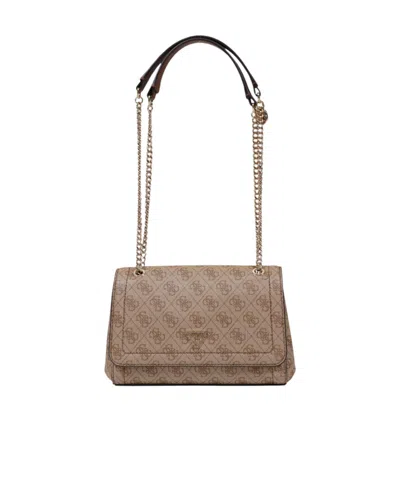 Guess Monogram Chain Satchel In Brown