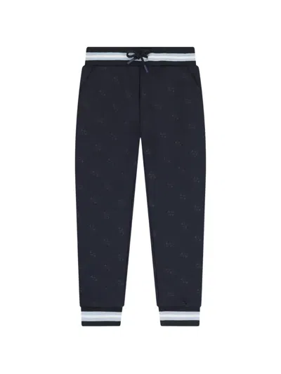 Guess Kids' Monogram-pattern Tracksuit Bottoms In Blue