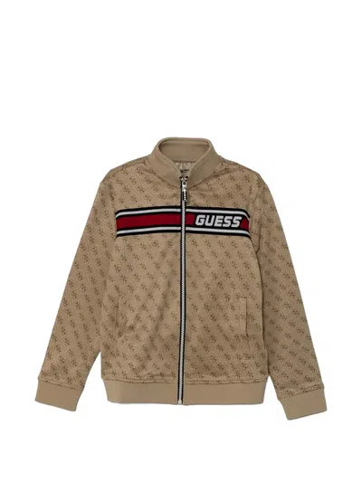 Guess Kids' Monogram Zip-up Jacket In Neutral