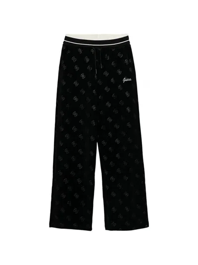 Guess Kids' Monogram-pattern Track Pants In Black