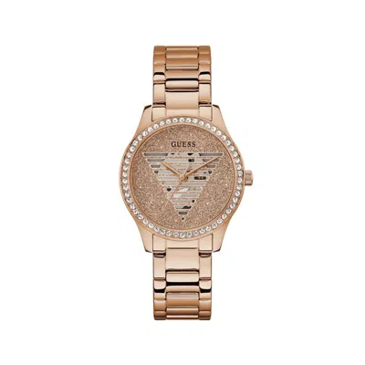Guess Multicolor Stainless Steel Dress Watch In Gold