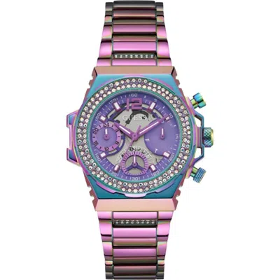 Guess Multicolor Stainless Steel Stainless Steel Watch In Purple