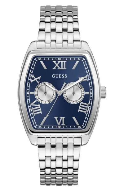 Guess Multifunction Tonneau Bracelet Watch, 38mm In Silver