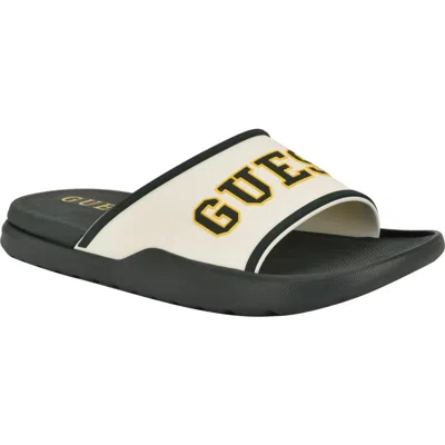 Guess Mylas Slide Sandal In White/green Multi