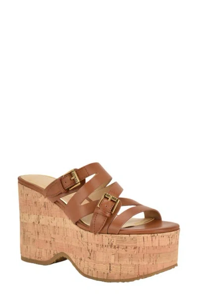 Guess Nailah Platform Wedge Sandal In Brown
