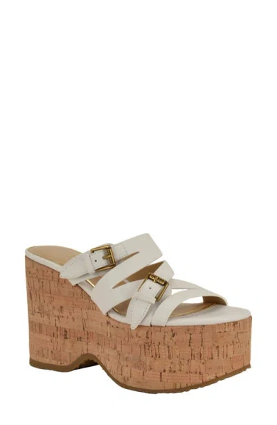 Guess Nailah Platform Wedge Sandal In White