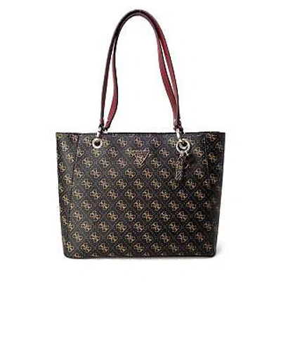 Pre-owned Guess Natalie Tote Bag With Logo Pattern Brown - Bags -size One Size