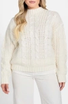 Guess Nathalie Cable Mock Neck Sweater In White