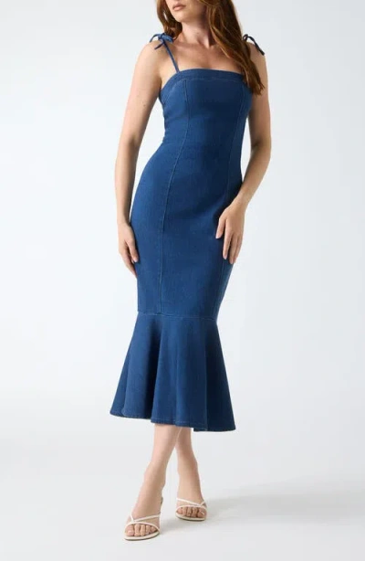 Guess Natty Trumpet Hem Denim Dress In Blue