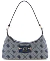 Guess Neda 4g Peony Logo Small Top Zip Shoulder Bag In Blue