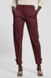 Guess New Marzia Faux Suede Cargo Pants In Red Noir