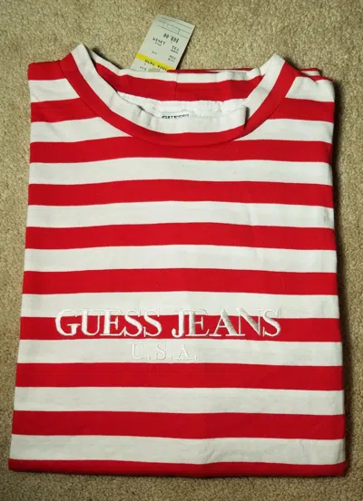 Pre-owned Guess New Vintage  Striped Red Medium Candy Cane Asap Macys