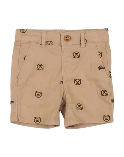 Guess Babies'  Newborn Boy Shorts & Bermuda Shorts Camel Size 3 Cotton, Elastane In Multi