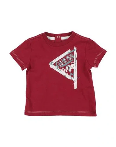 Guess Babies'  Newborn Boy T-shirt Brick Red Size 3 Cotton