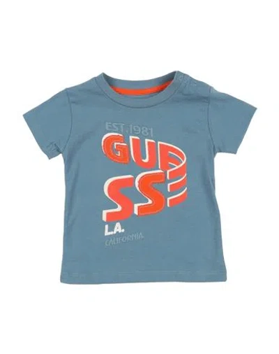 Guess Babies'  Newborn Boy T-shirt Slate Blue Size 3 Cotton
