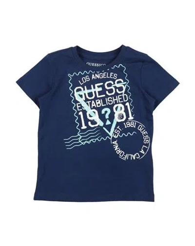 Guess Babies'  Newborn Boy T-shirt Navy Size 3 Cotton In Blue