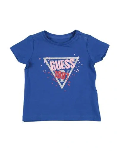 Guess Babies'  Newborn Girl T-shirt Blue Size 3 Cotton, Elastane