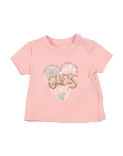 Guess Babies'  Newborn Girl T-shirt Blush Size 0 Cotton, Elastane In Pink