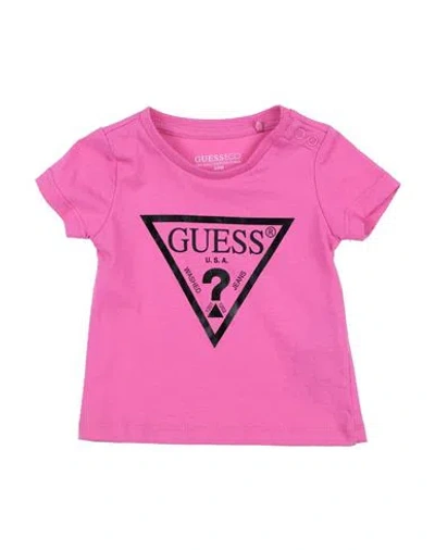 Guess Babies'  Newborn Girl T-shirt Fuchsia Size 3 Organic Cotton In Pink