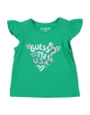 Guess Babies'  Newborn Girl T-shirt Green Size 3 Cotton, Elastane