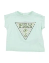 Guess Babies'  Newborn Girl T-shirt Light Green Size 3 Organic Cotton, Elastane