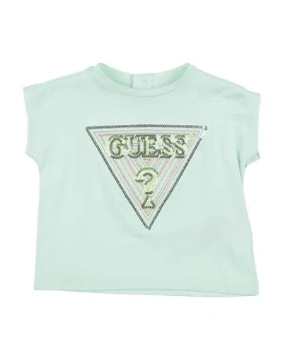 Guess Babies'  Newborn Girl T-shirt Light Green Size 3 Organic Cotton, Elastane