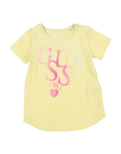 Guess Babies'  Newborn Girl T-shirt Lime Green Size 3 Cotton, Elastane