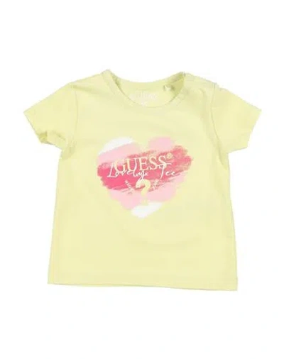 Guess Babies'  Newborn Girl T-shirt Lime Green Size 3 Cotton, Elastane In Yellow