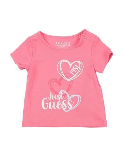 Guess Babies'  Newborn Girl T-shirt Magenta Size 3 Cotton, Elastane