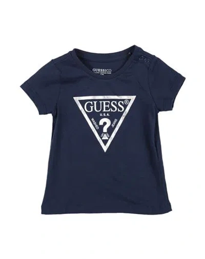 Guess Babies'  Newborn Girl T-shirt Navy Blue Size 3 Organic Cotton