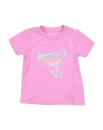 Guess Babies'  Newborn Girl T-shirt Pink Size 3 Organic Cotton, Elastane