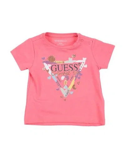 Guess Babies'  Newborn Girl T-shirt Salmon Pink Size 3 Cotton, Elastane