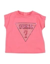 Guess Babies'  Newborn Girl T-shirt Salmon Pink Size 3 Organic Cotton, Elastane