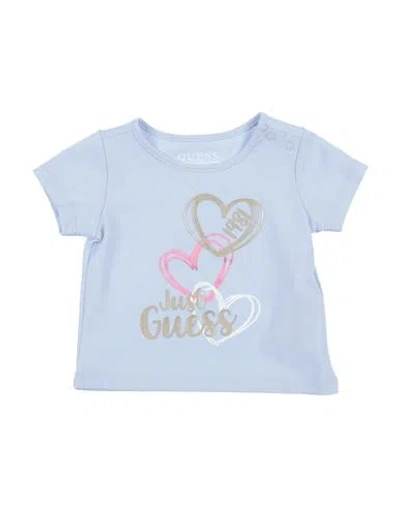 Guess Babies'  Newborn Girl T-shirt Sky Blue Size 3 Cotton, Elastane