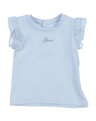 Guess Babies'  Newborn Girl T-shirt Sky Blue Size 3 Cotton, Elastane, Polyester