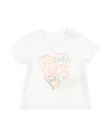 Guess Babies'  Newborn Girl T-shirt White Size 3 Cotton, Elastane