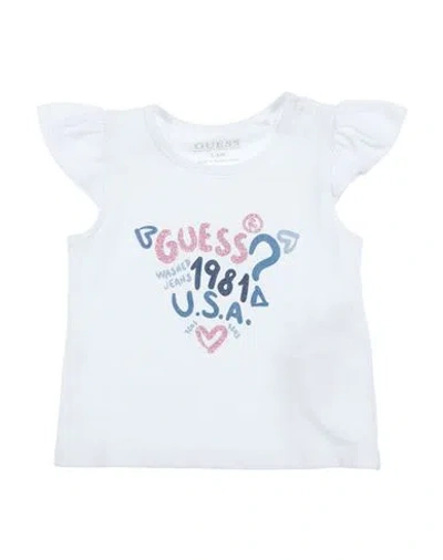 Guess Babies'  Newborn Girl T-shirt White Size 3 Cotton, Elastane