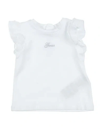 Guess Babies'  Newborn Girl T-shirt White Size 3 Cotton, Elastane, Polyester