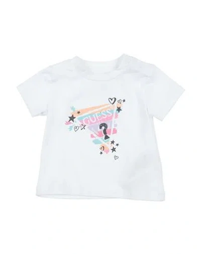 Guess Babies'  Newborn Girl T-shirt White Size 3 Organic Cotton, Elastane