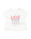 Guess Babies'  Newborn Girl T-shirt White Size 3 Organic Cotton, Elastane