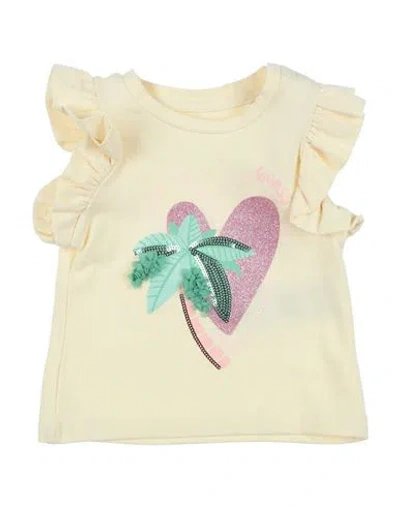 Guess Babies'  Newborn Girl T-shirt Yellow Size 3 Cotton, Elastane