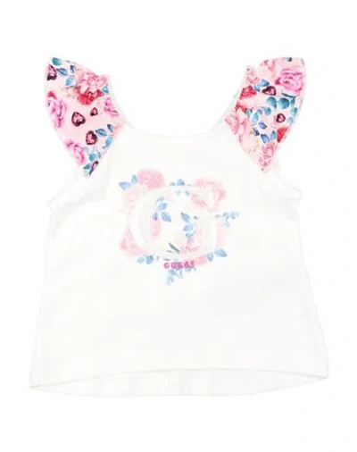 Guess Babies'  Newborn Girl Top White Size 3 Cotton, Elastane