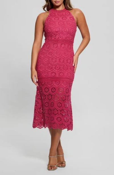 Guess Nicki Lace Overlay Midi Dress