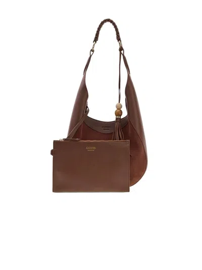 Guess Nina Hobo Bag In Brown