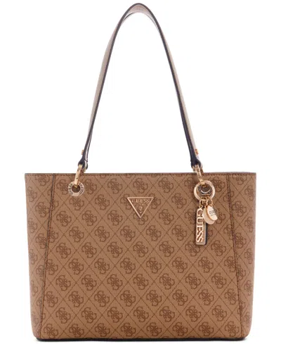 Guess Noelle 4-g Logo Basique Double Compartment Tote In Latte Logo
